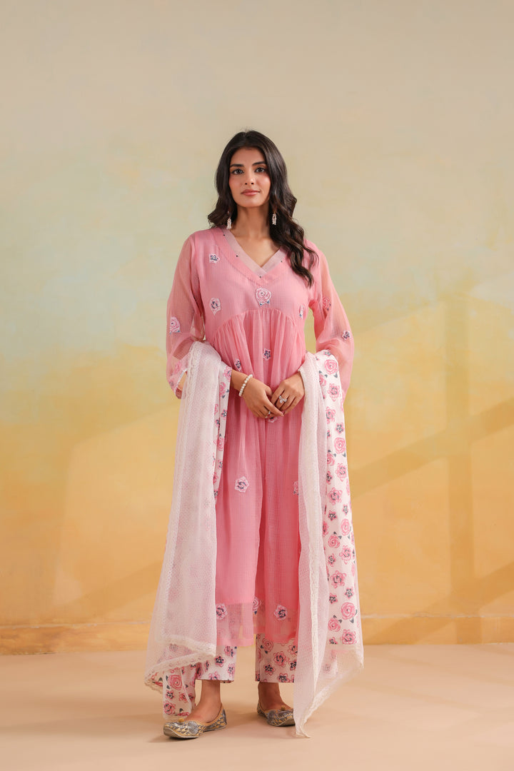 Rose Petal Kota Doria Suit Set