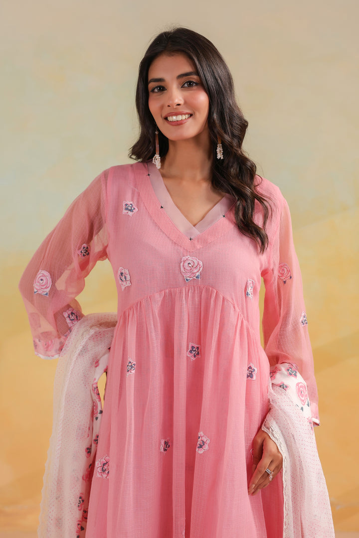 Rose Petal Kota Doria Suit Set
