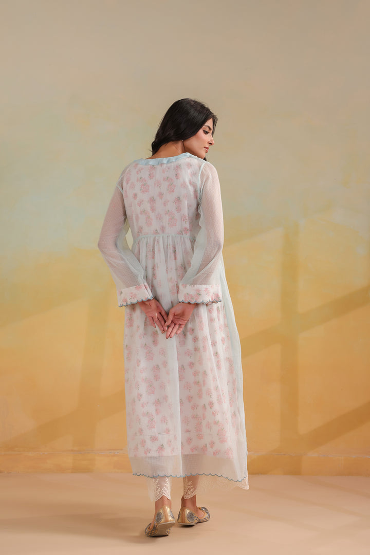 Powder Blue Kota Doria Kurta Set