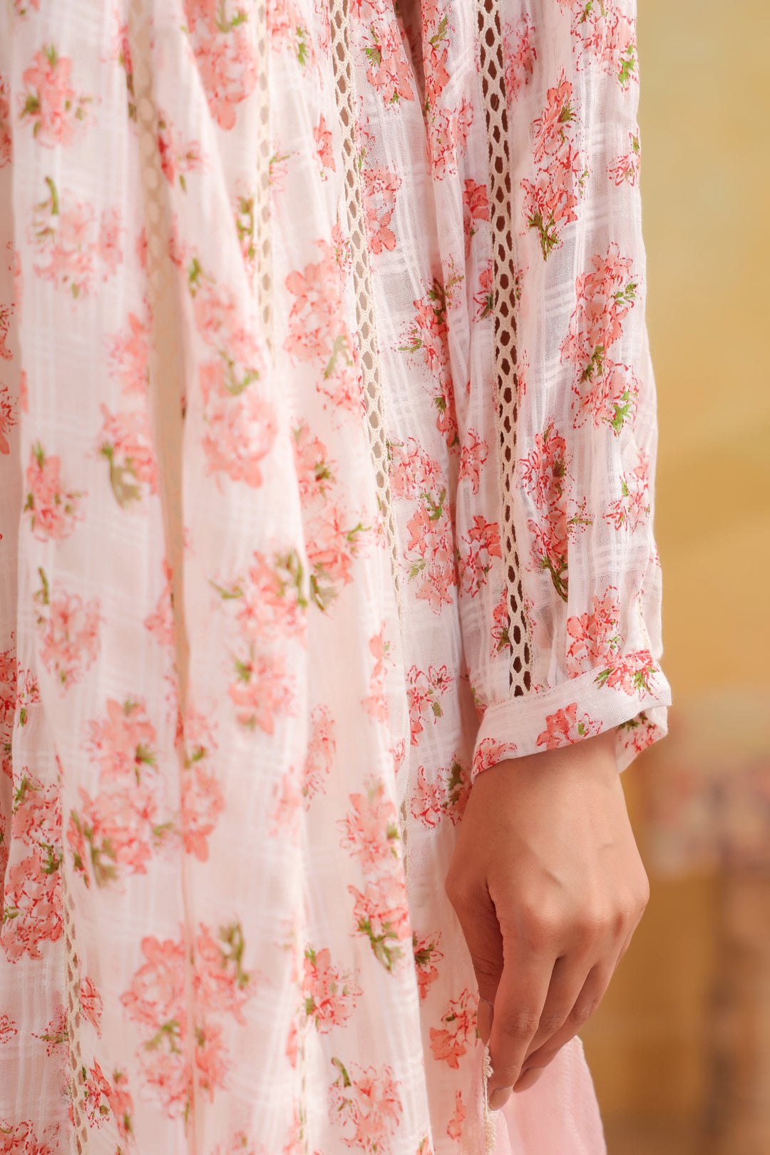 Ivory White Cotton Kalidar Suit Set