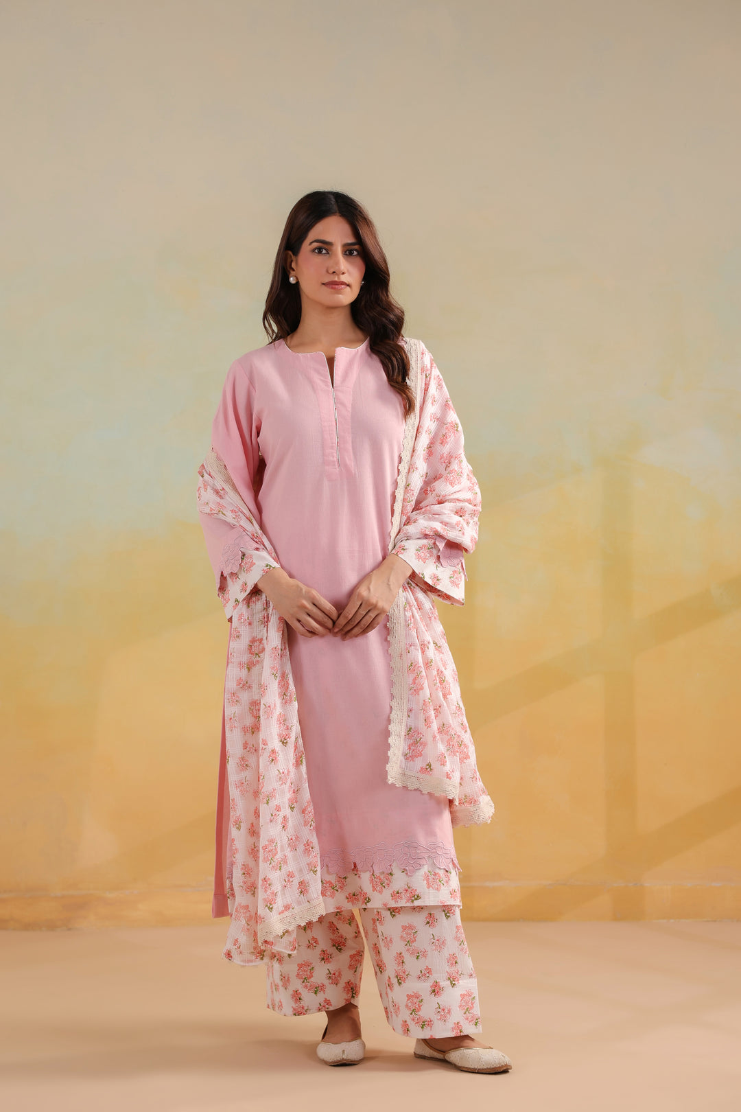 Blush Pink Cotton Suit Set