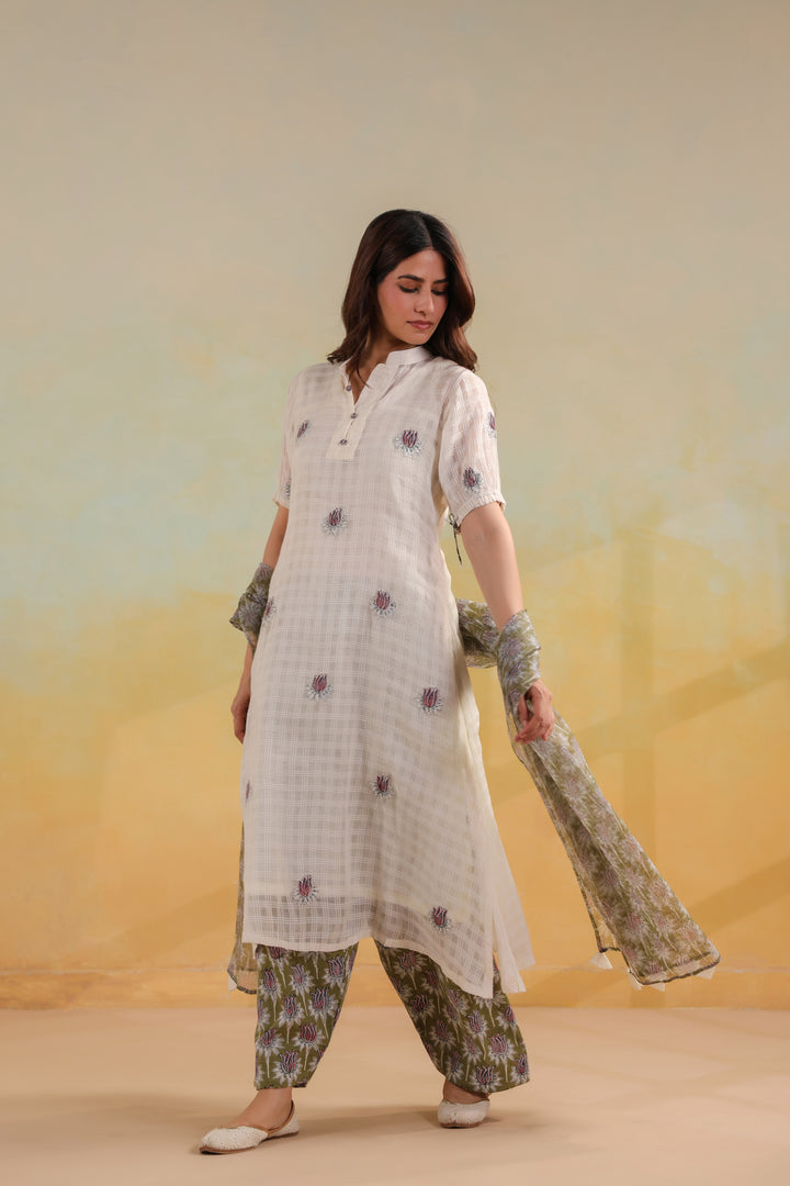 Pearl Ivory Cotton Suit Set