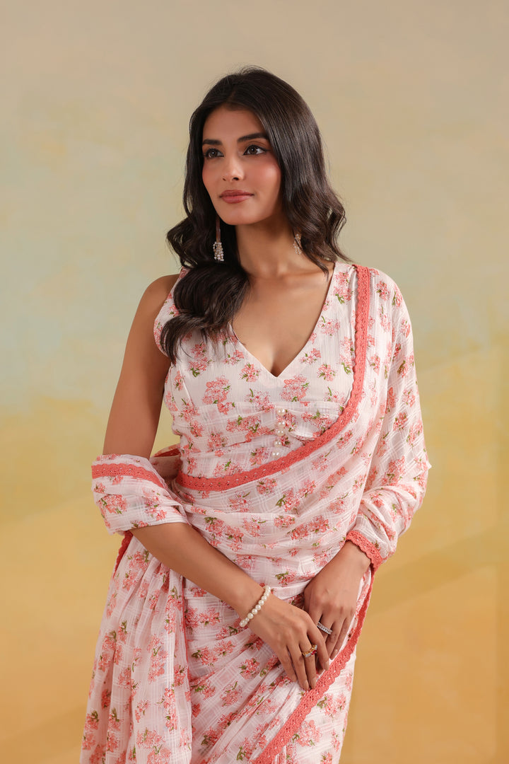 Pearl Ivory Cotton Saree
