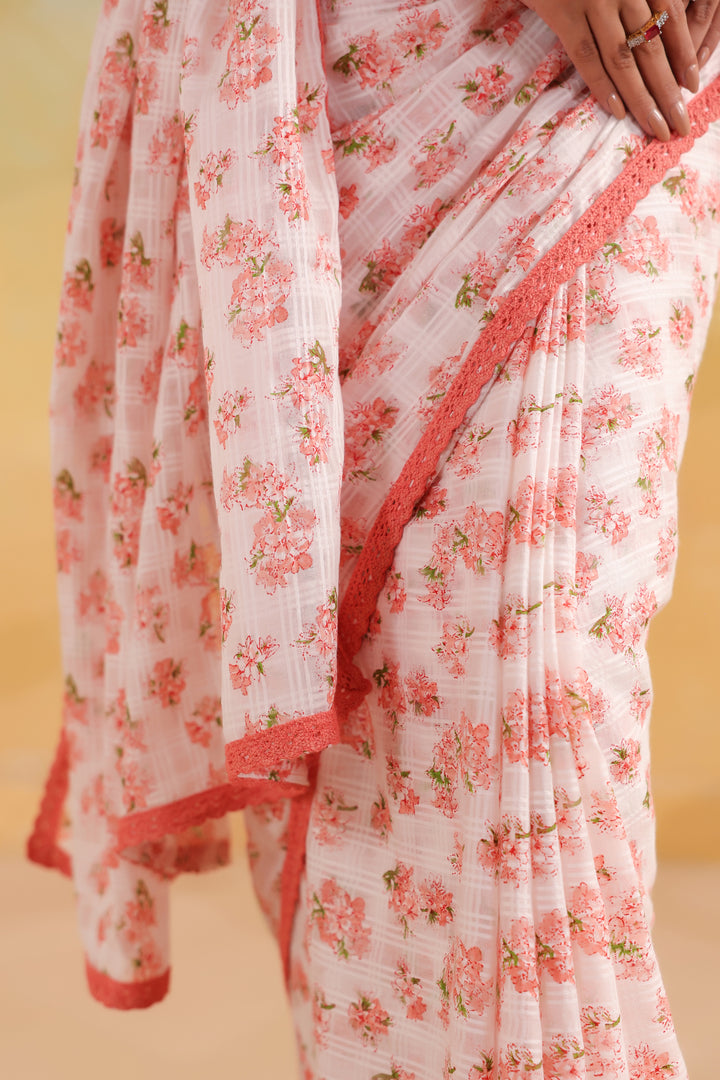 Pearl Ivory Cotton Saree