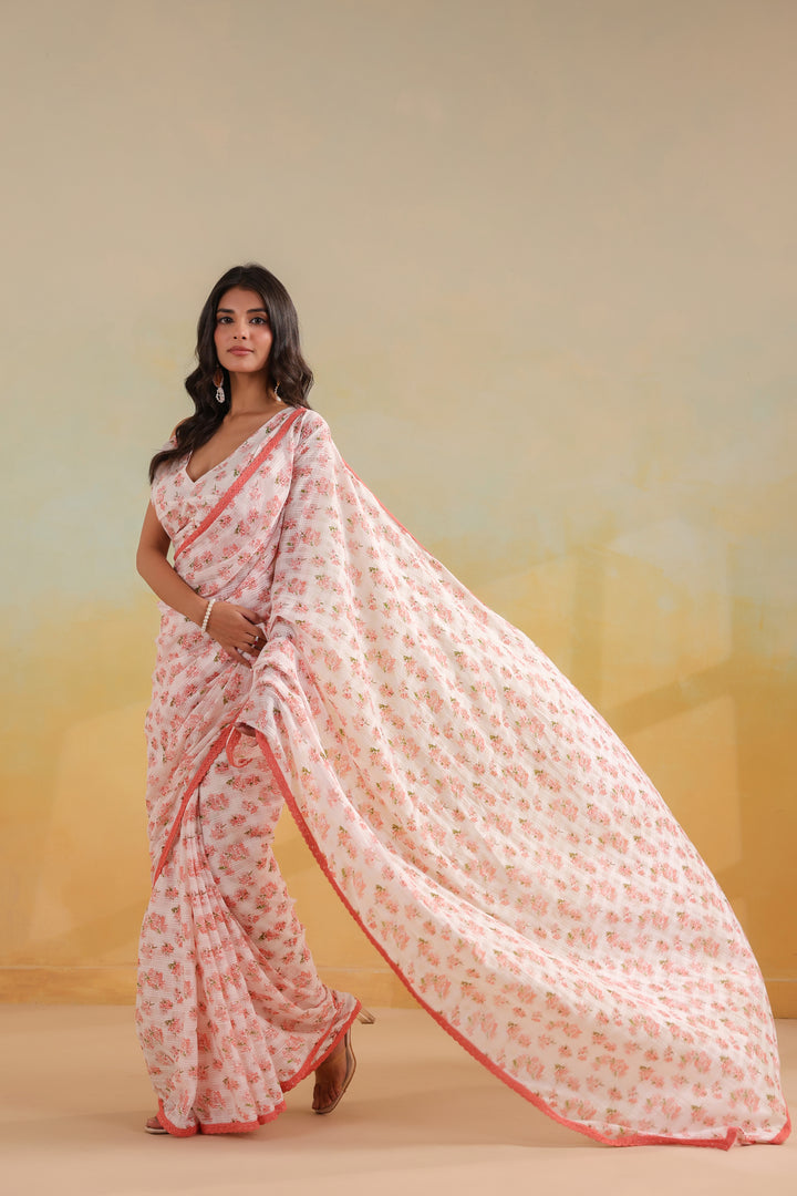 Pearl Ivory Cotton Saree