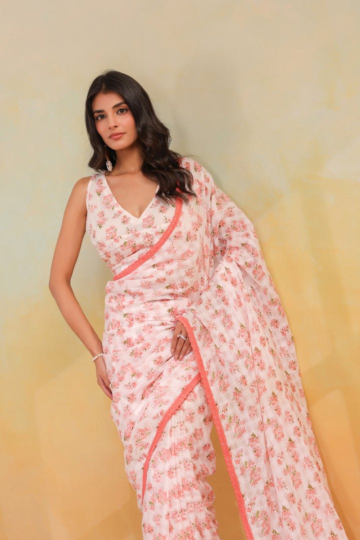 Pearl Ivory Cotton Saree