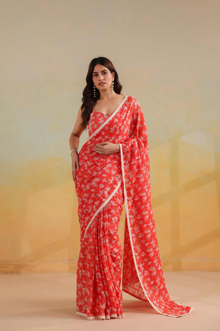 Peach Blush Cotton Saree