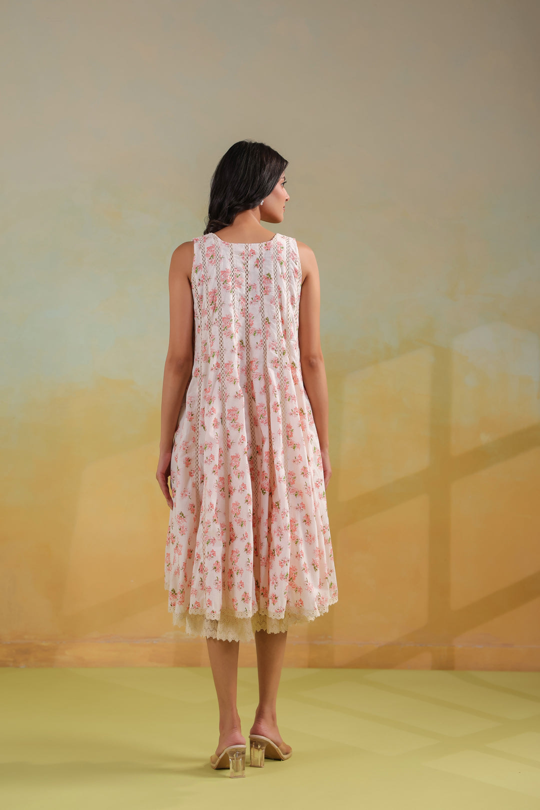 Ivory White Cotton Midi Dress