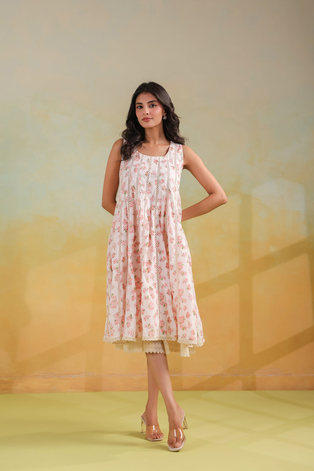 Ivory White Cotton Midi Dress