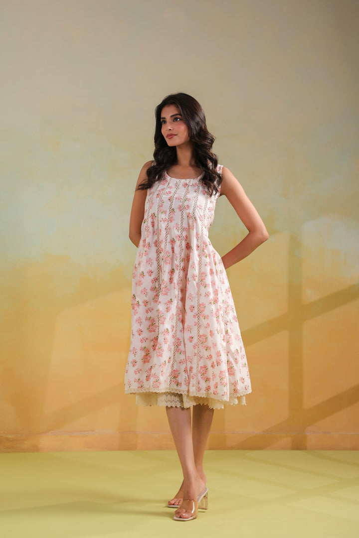 Ivory White Cotton Midi Dress