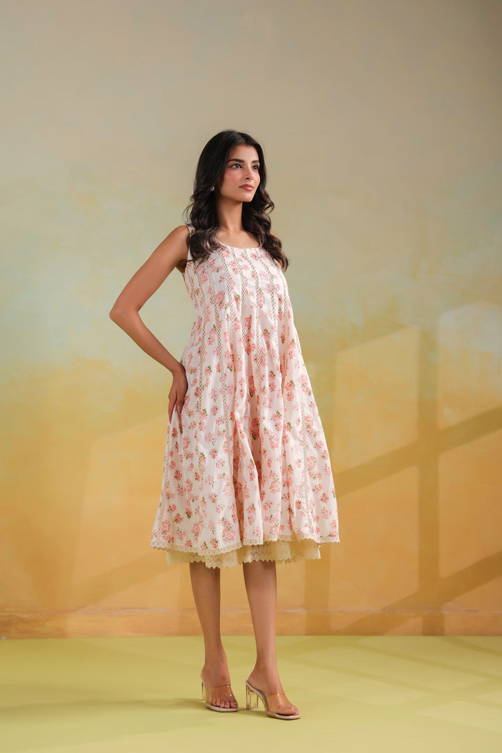 Ivory White Cotton Midi Dress