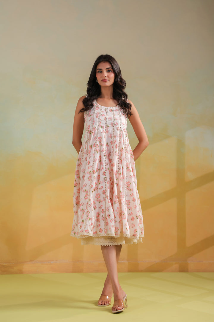 Ivory White Cotton Midi Dress