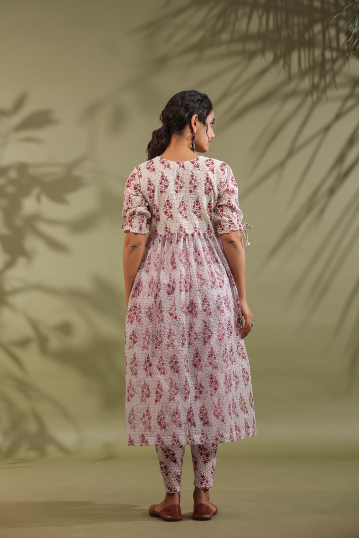 AW-DO-08 - HAND BLOCK PRINTED KOTA DORIA & COTTON SUIT SET OF 3