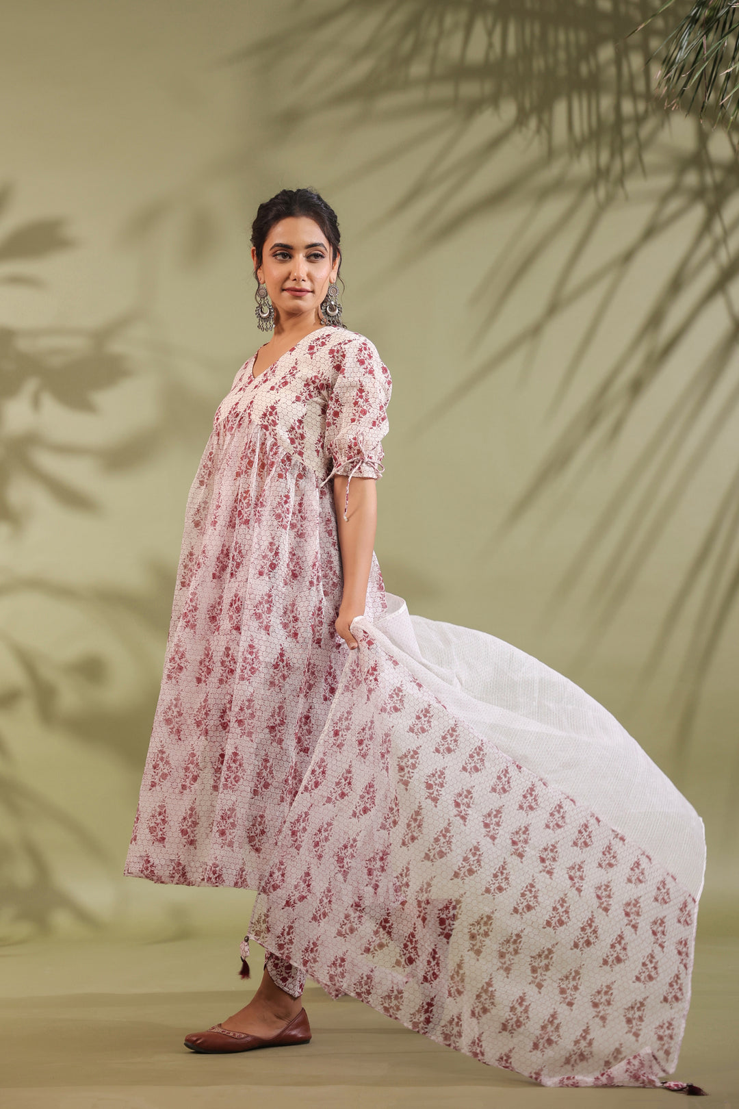 AW-DO-08 - HAND BLOCK PRINTED KOTA DORIA & COTTON SUIT SET OF 3